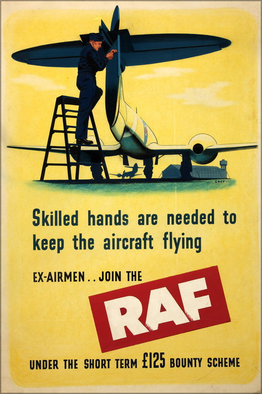 Poster, Many Sizes Available; Inf3 111 Forces Recruitment Skilled Hands Are Needed Join The Raf Artist Grey