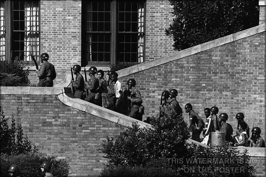 Poster, Many Sizes Available; 101St Airborne Division Escort The Little Rock Nine Students Into The All-White Central High School In Little