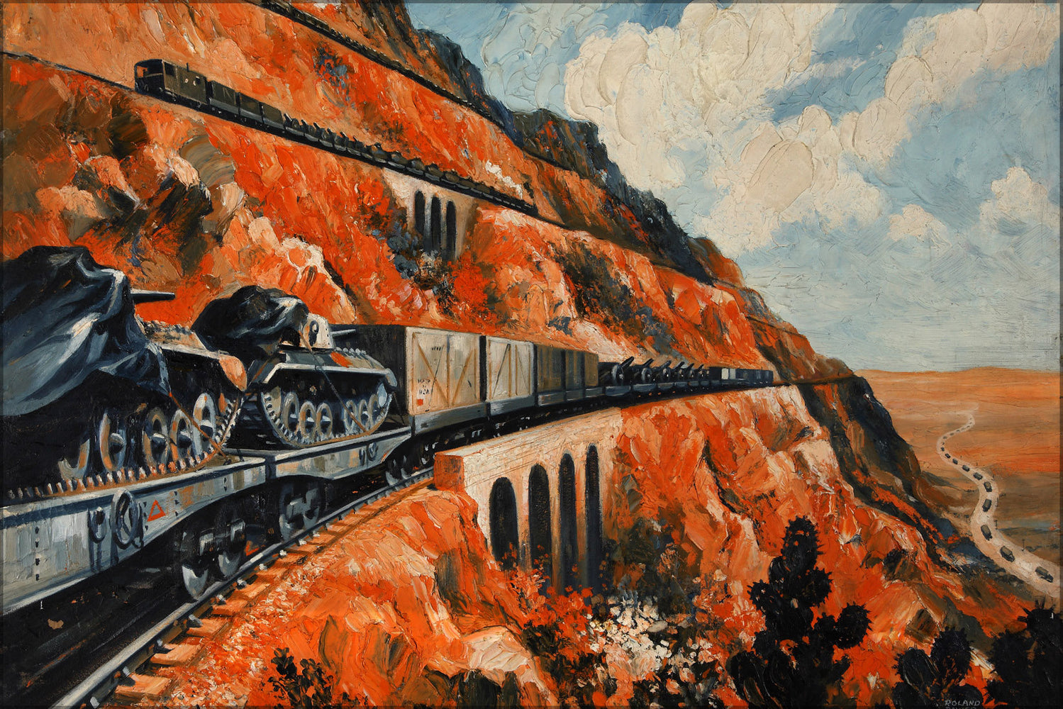 Poster, Many Sizes Available; Inf3 20 Mountain Railway Transporting Tanks Artist Roland Davies 18939 1946