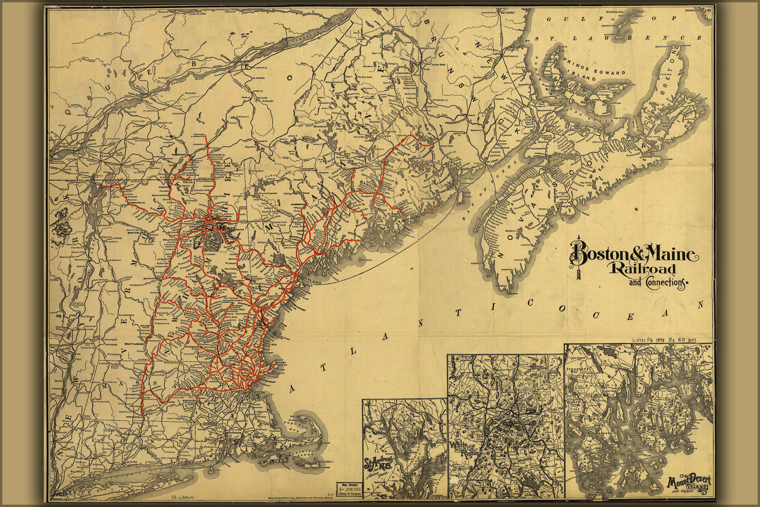 Poster, Many Sizes Available; 1898 Boston And Maine Railroad Map