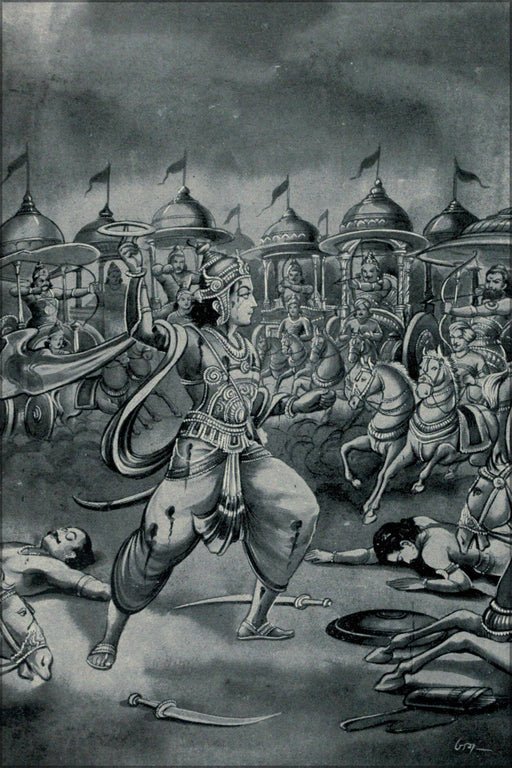 Poster, Many Sizes Available; Abhimanyu Battling Alone In The Chakravyuha