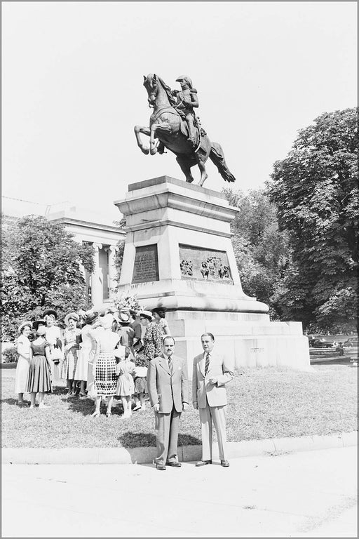 Poster, Many Sizes Available; Group Of People Gathered In Front Of An Equestrian Statue Of Jose De San Martin, Washington, Dc. Nara 199871