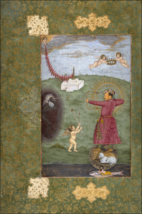 Poster, Many Sizes Available; 11 Abu'L Hasan. Jahangir Standing On A Globe Shooting Poverty. Ca. 1625