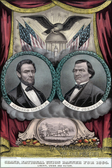 Poster, Many Sizes Available; Abraham Lincoln Campaign For President United States Republican Presidential Ticket, 1864 Currier And Ives