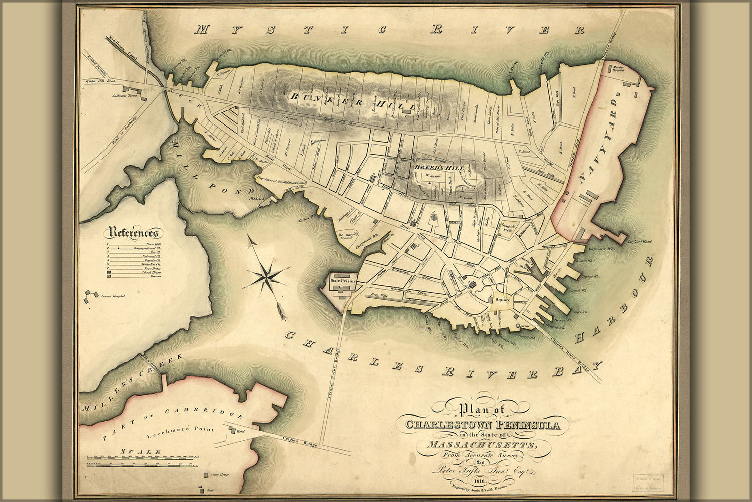 Poster, Many Sizes Available; 1818 Map Of Charlestown Massachusetts In The State Of Massachusetts Check