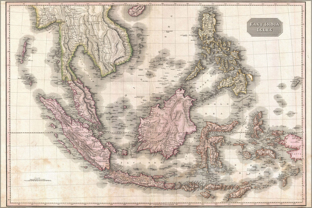 Poster, Many Sizes Available; 1818 Pinkerton Map Of The East Indies And Southeast Asia (Singapore, Borneo, Java, Sumatra, Thailand