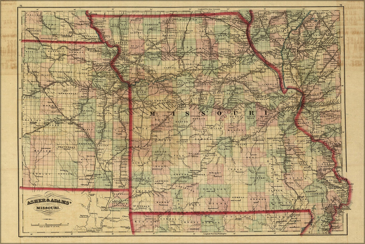 Poster, Many Sizes Available; 1872 Railroad Map & Guide Of Missouri