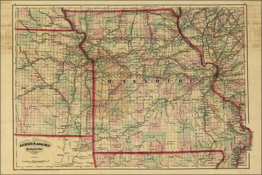 Poster, Many Sizes Available; 1872 Railroad Map & Guide Of Missouri