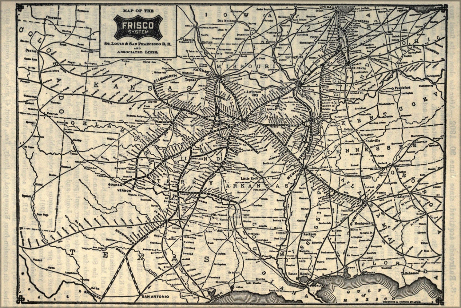 Poster, Many Sizes Available; 1903 Poor&#39;S St. Louis And San Francisco Railroad Map