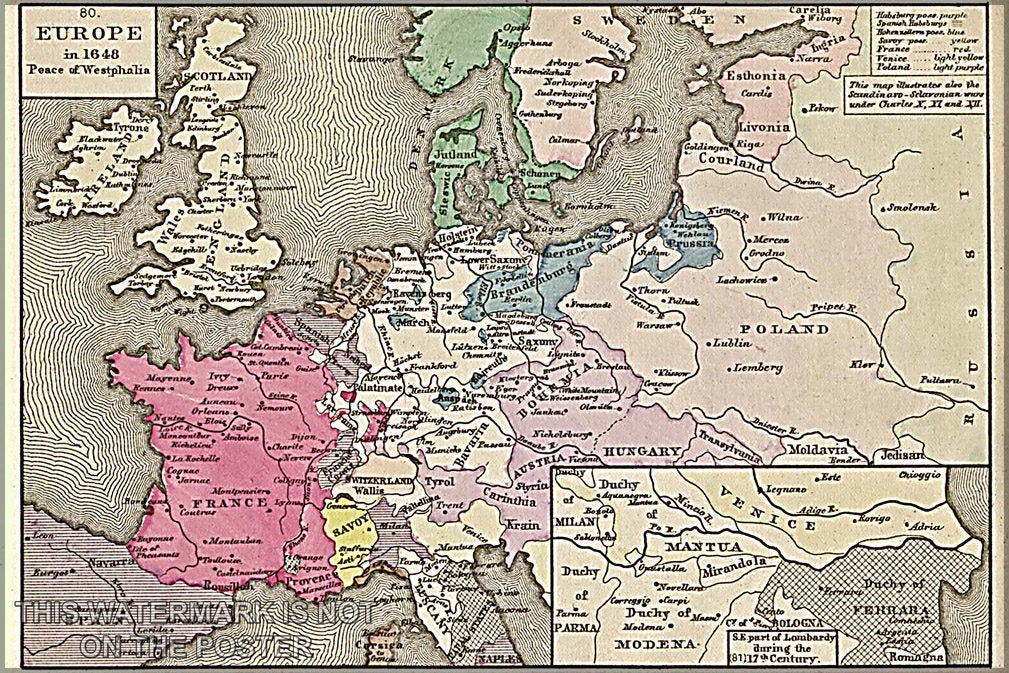 Poster, Many Sizes Available; Europe In 1648.-Peace Of Westphalia 30 Years War