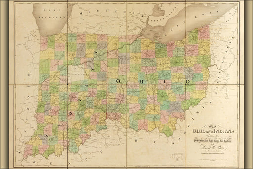 Poster, Many Sizes Available; 1839 Map Of Indiana And Ohio