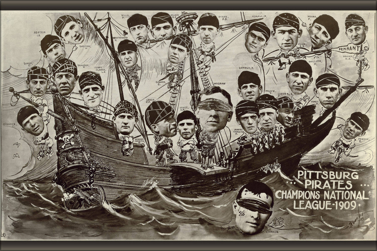 Poster, Many Sizes Available; 1909 Pittsburgh Pirates On A Boat Final