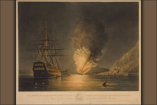 Poster, Many Sizes Available; Explosion Of The Uss Missouri At Gibraltar, 1846 First Trans-Atlantic Steam Powered Transit