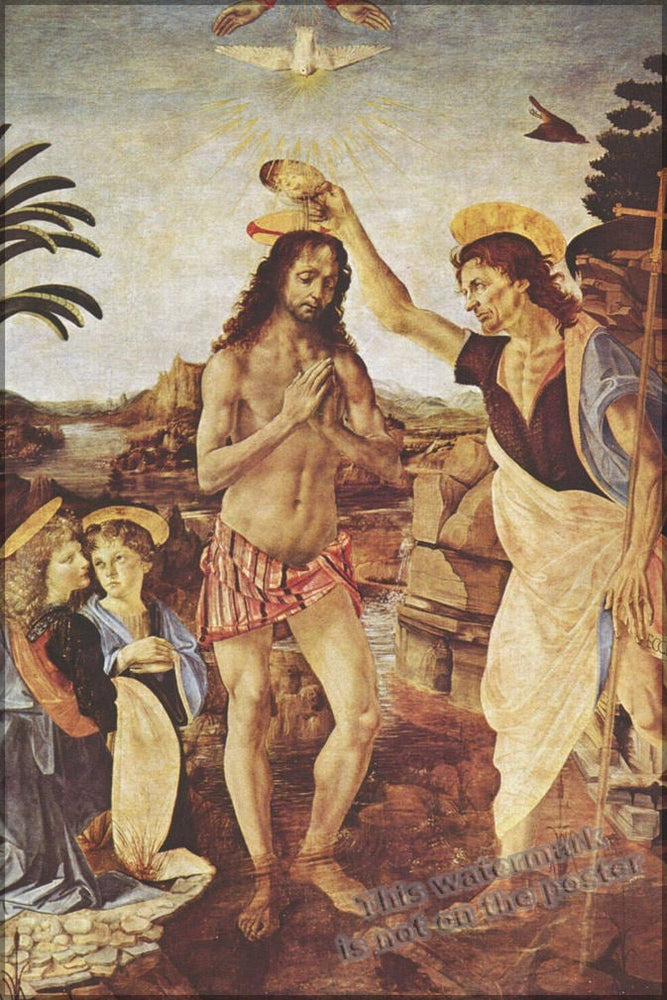 Poster, Many Sizes Available; Baptism Of Jesus Christ (1472â1475)âUffizi, By Verrocchio And Leonardo