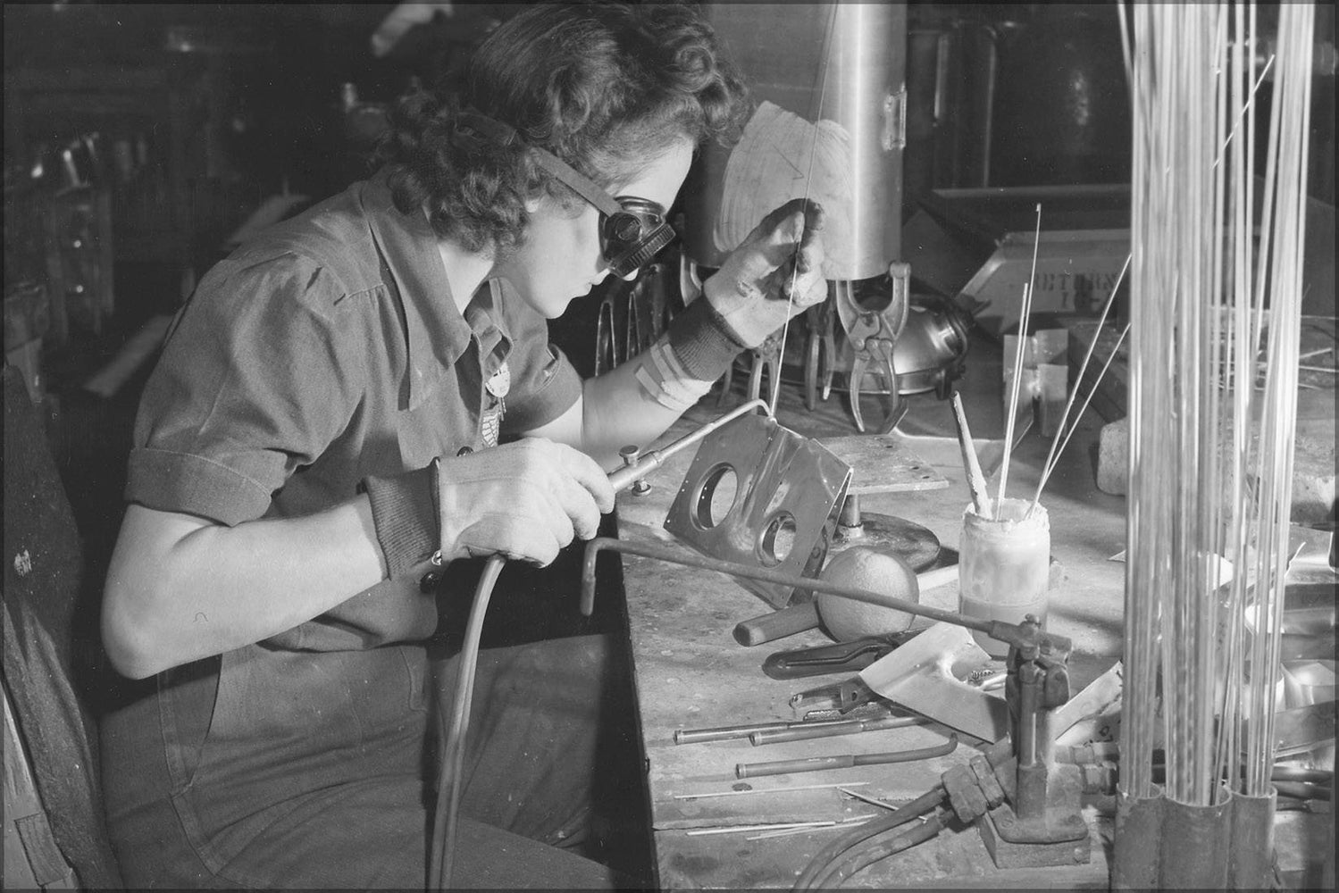 Poster, Many Sizes Available; A Woman Welder At The Inglewood, Calif. Plant Of North American Aviation Works On A Sub Assembly For One Of Th