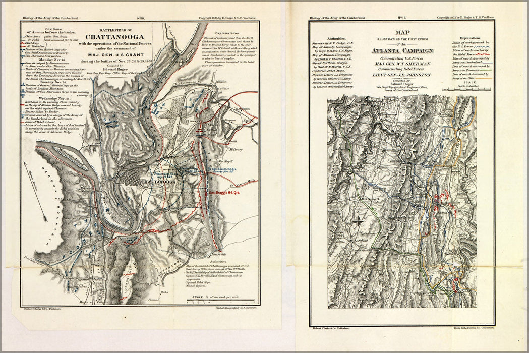 Poster, Many Sizes Available; Battle Field Map Chattanooga Tennessee