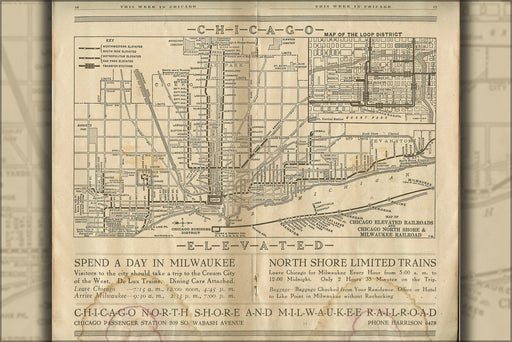 Poster, Many Sizes Available; 1921 Chicago L Map