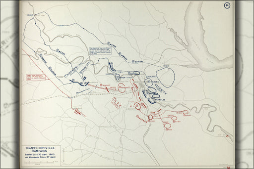 Poster, Many Sizes Available; Battle Map Of Chancellorsville Campaign, 1863