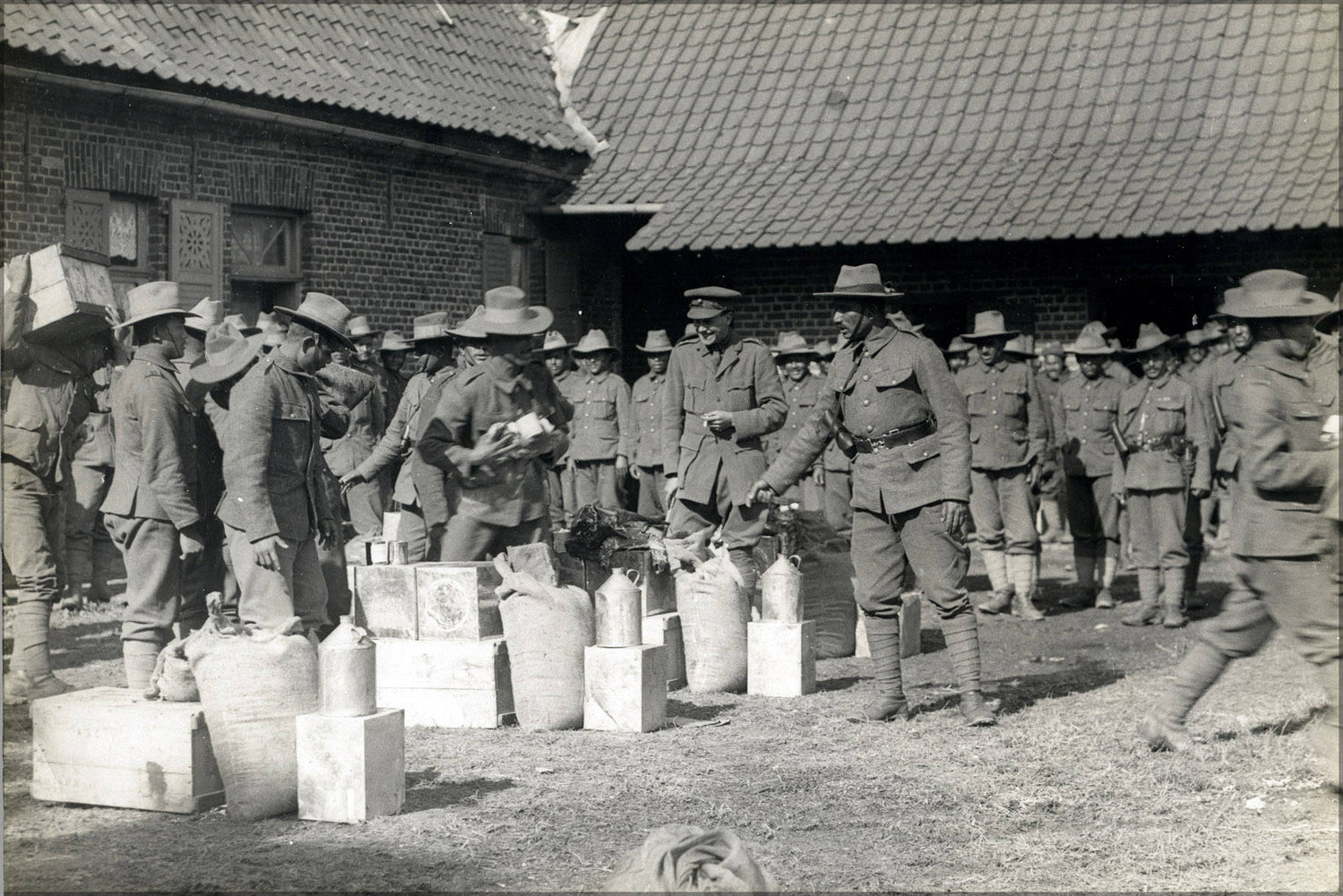 Poster, Many Sizes Available; 9Th Gurkhas Drawing Rations At A French Farm House St Floris, France. Photographer H. D. Girdwood. 13876120544