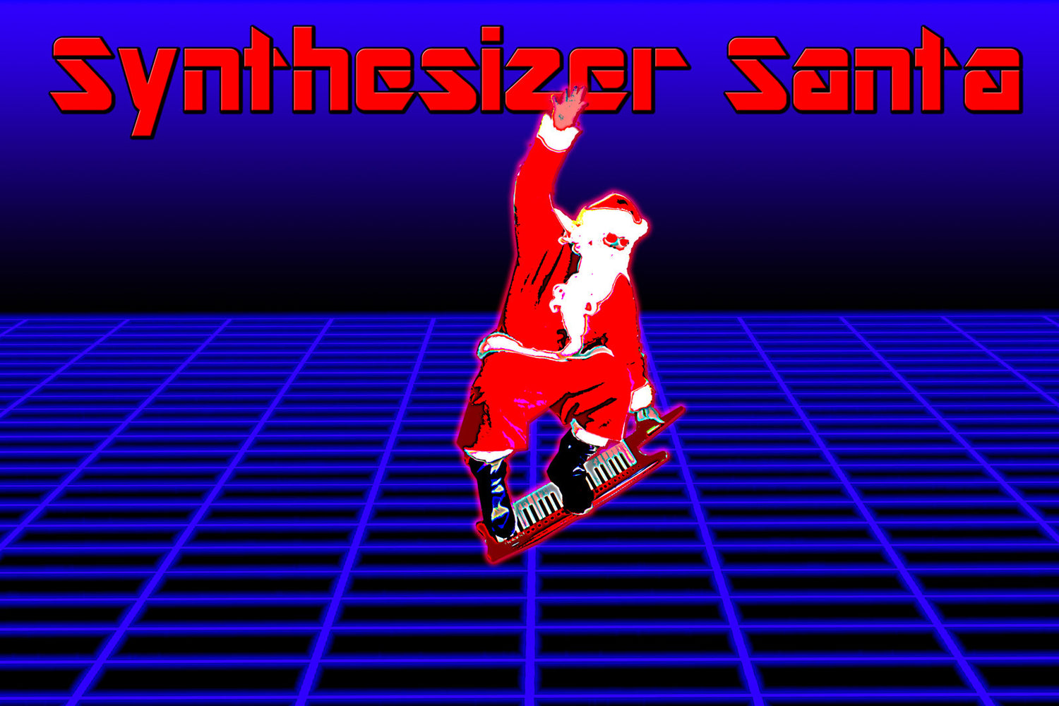 Poster, Many Sizes Available;  Synthesizer Santa Keytar Snowboard