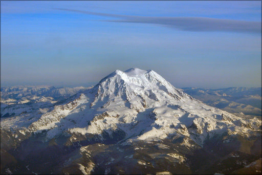 Poster, Many Sizes Available; Three summits of Mt. Rainier are Liberty Cap, Columbia Crest and Point Success (left to right)