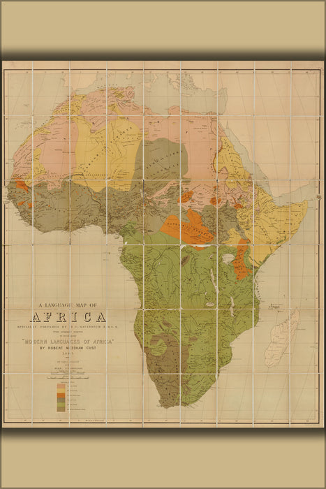 24"x36" Gallery Poster, language map of Africa 1883