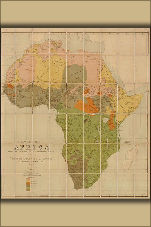 24"x36" Gallery Poster, language map of Africa 1883