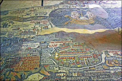 24"x36" Gallery Poster, madaba map Madaba Mosaic Map) Byzantine church of Saint George at Madaba, Jordan 6th cent AD