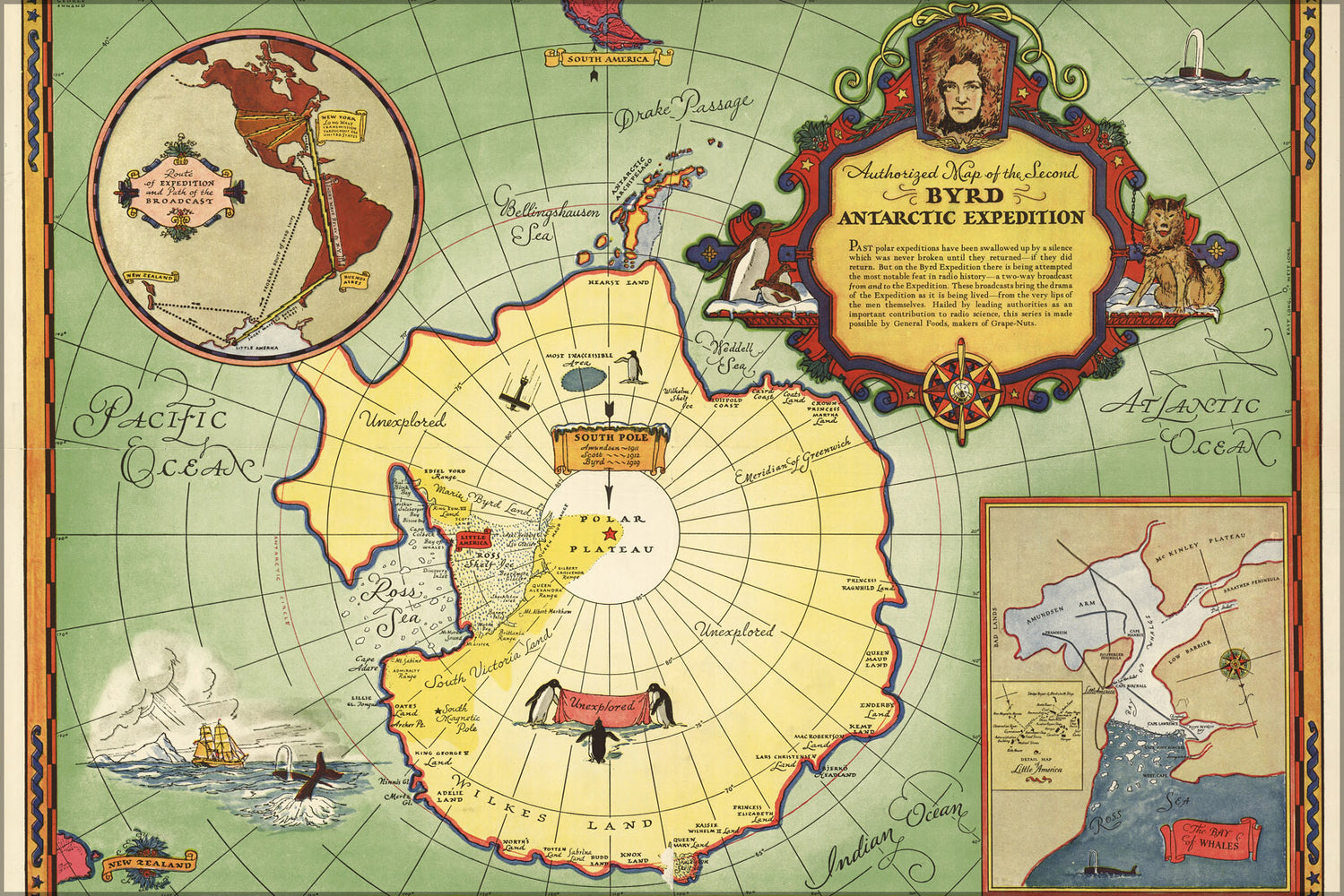24 x36 Gallery Poster Map 2nd Admiral Byrd Antarctica Expedition 193 24-x36-gallery-poster-map-2nd-admiral-byrd-antarctica-expedition-193