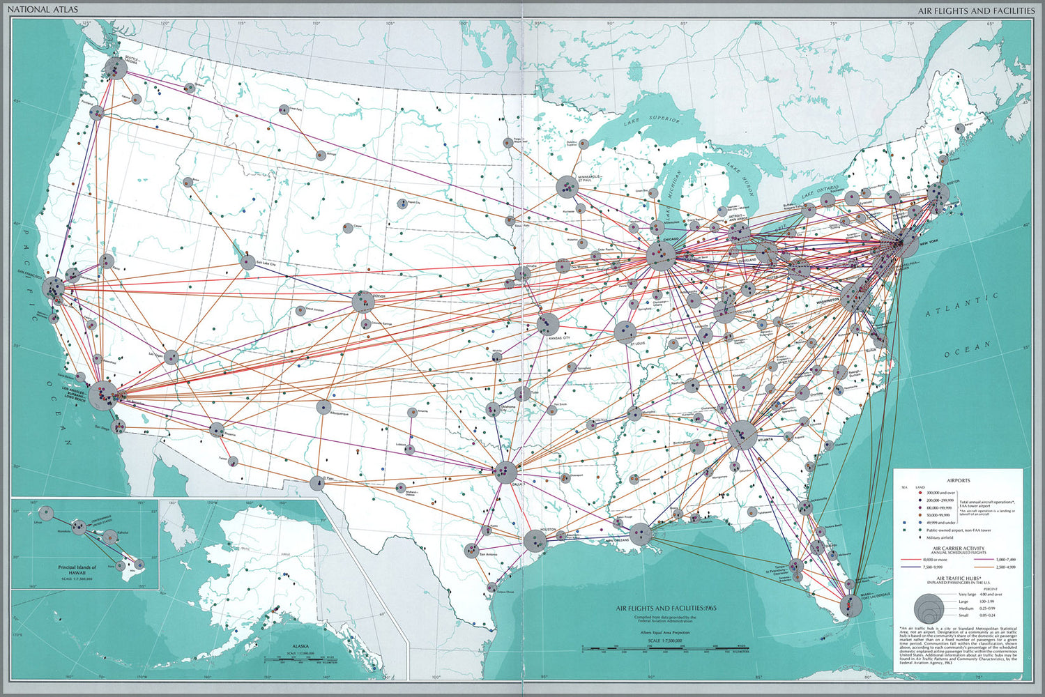 24"x36" Gallery Poster, map Air traffic & airports united states pub1970