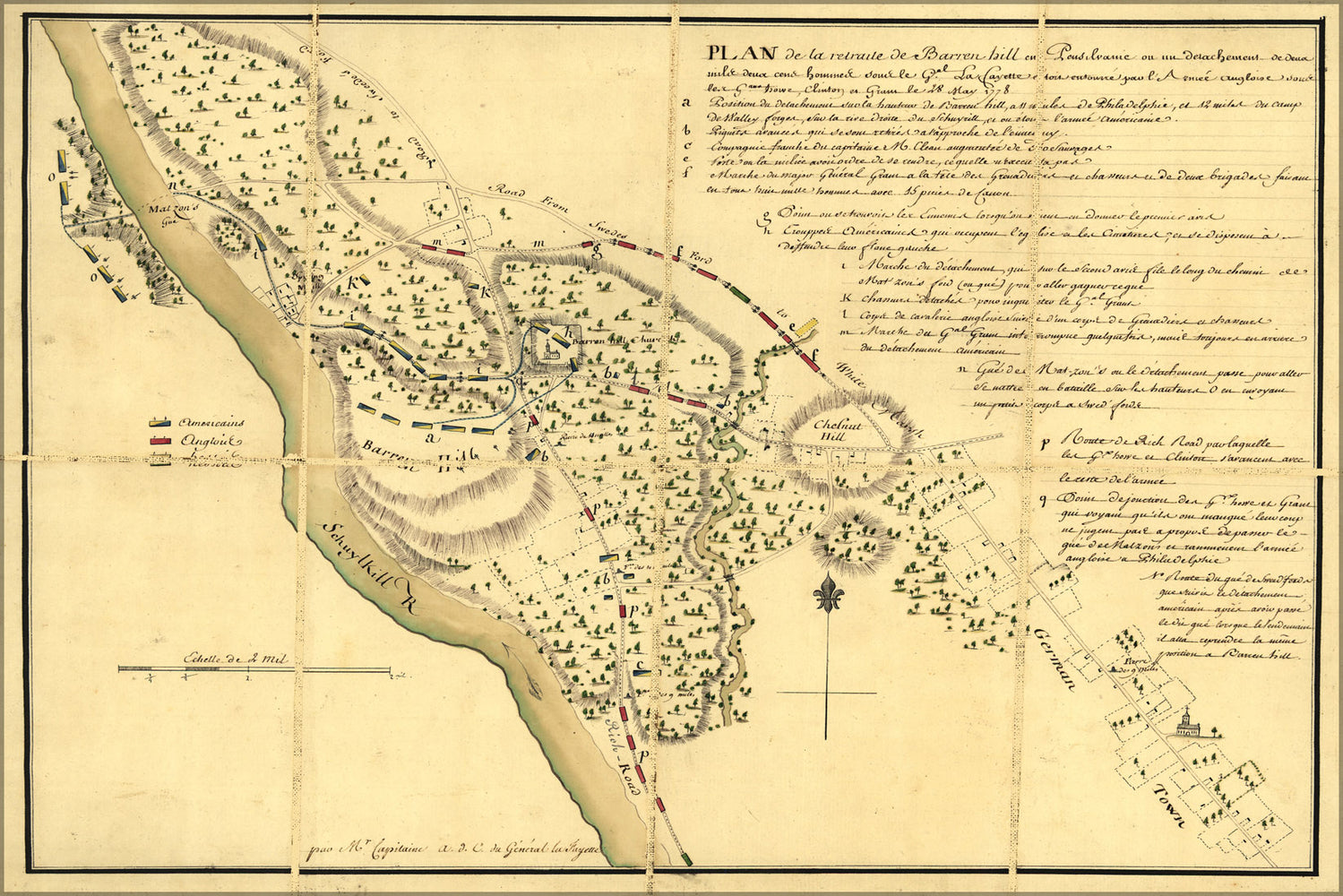 24"x36" Gallery Poster, map Barren Hill Germantown pennsylvania 1778