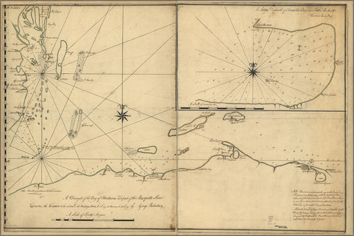 24"x36" Gallery Poster, map Bay of Honduras & part Musquetto Shore 1764