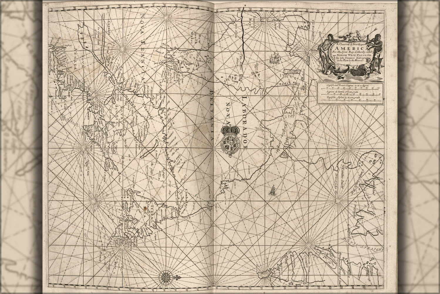 24"x36" Gallery Poster, map Chart of nova scotia newfoundland labrador 1700