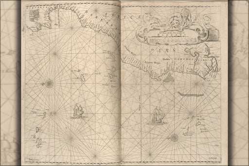 24"x36" Gallery Poster, map Chart of the Sea Coast of Barbary 1700