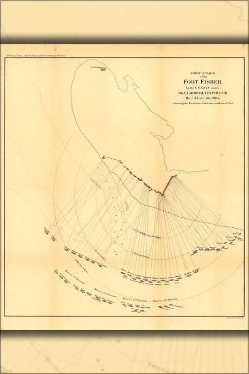 24"x36" Gallery Poster, map First attack upon Fort Fisher 1865
