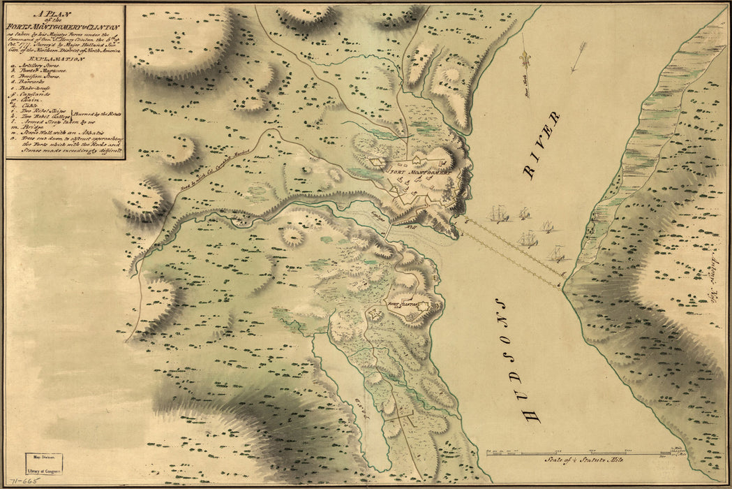 24"x36" Gallery Poster, map Fort Montgomery & Clinton new york 1777