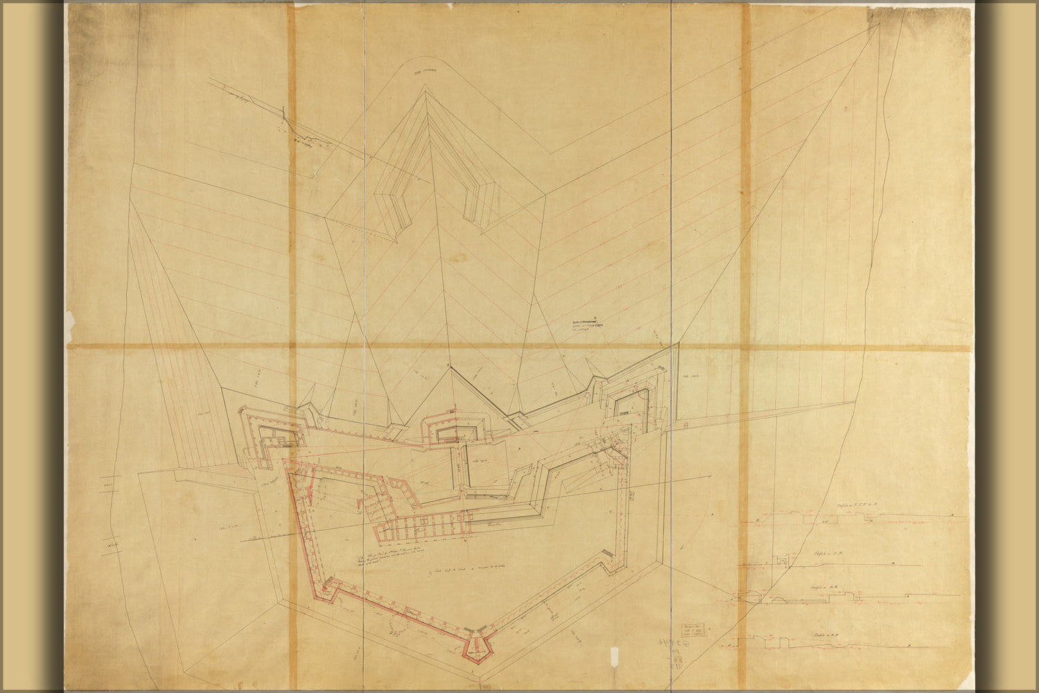 24"x36" Gallery Poster, map Fort Pickens Santa Rosa Island Florida 1860s