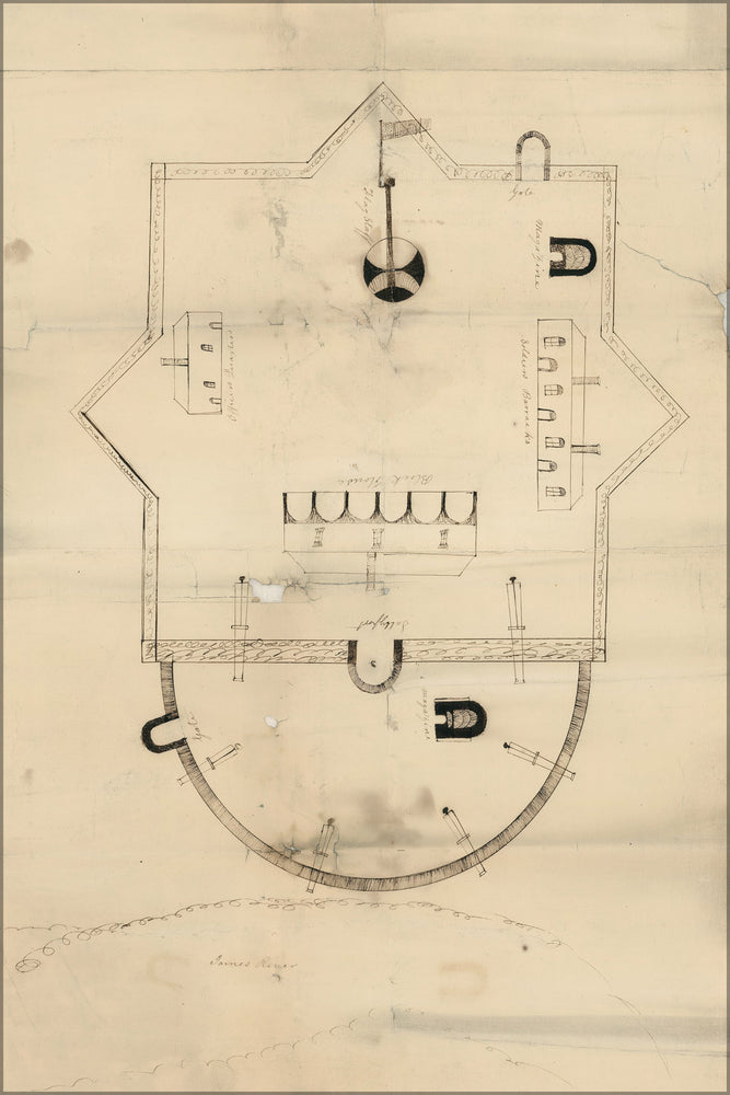 24"x36" Gallery Poster, map Fort Powhatan Virginia 1819