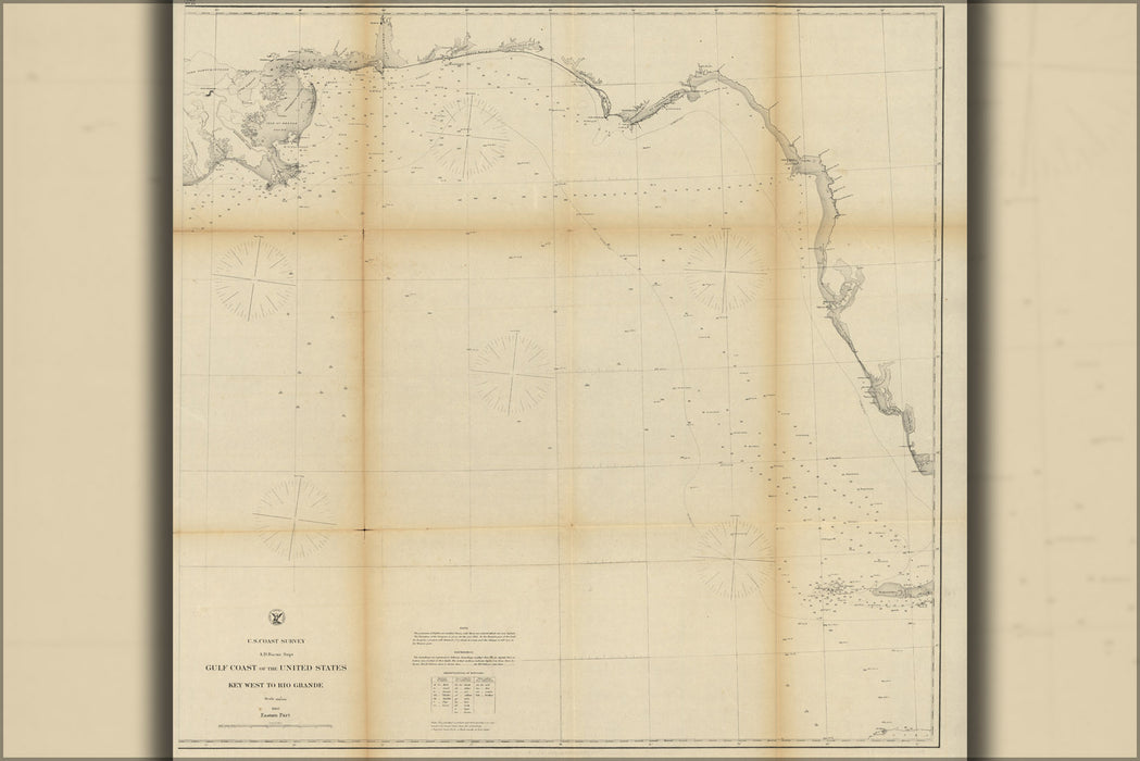 24"x36" Gallery Poster, map Gulf coast Key West to Rio Grande 1863 p1