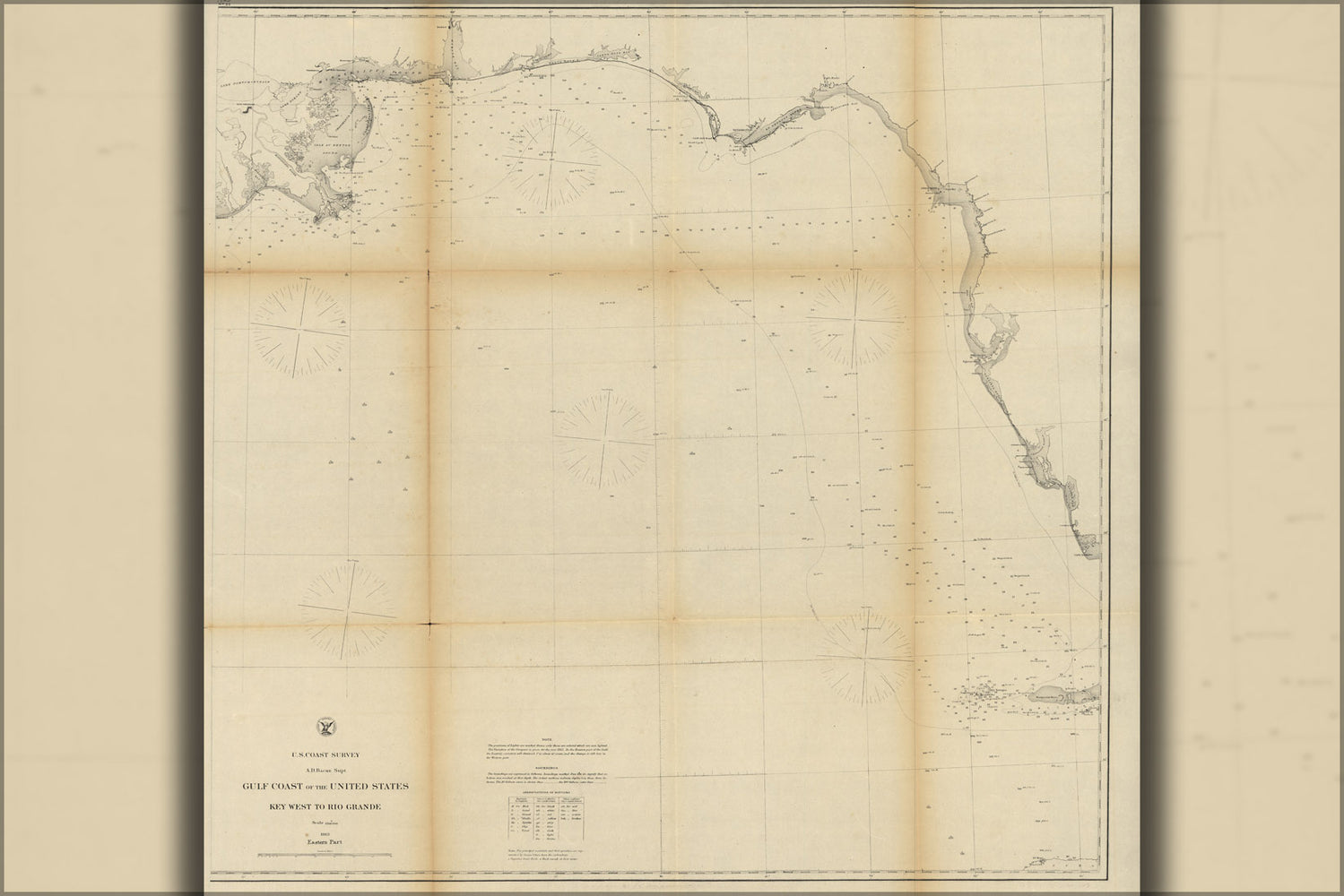 24"x36" Gallery Poster, map Gulf coast Key West to Rio Grande 1863 p1