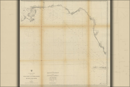 24"x36" Gallery Poster, map Gulf coast Key West to Rio Grande 1863 p1