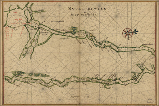 24"x36" Gallery Poster, map Hudson River new york city 1639 in dutch