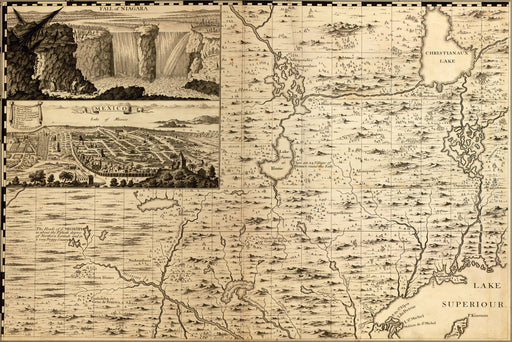 24"x36" Gallery Poster, map Lake Superior ontario canada 1733