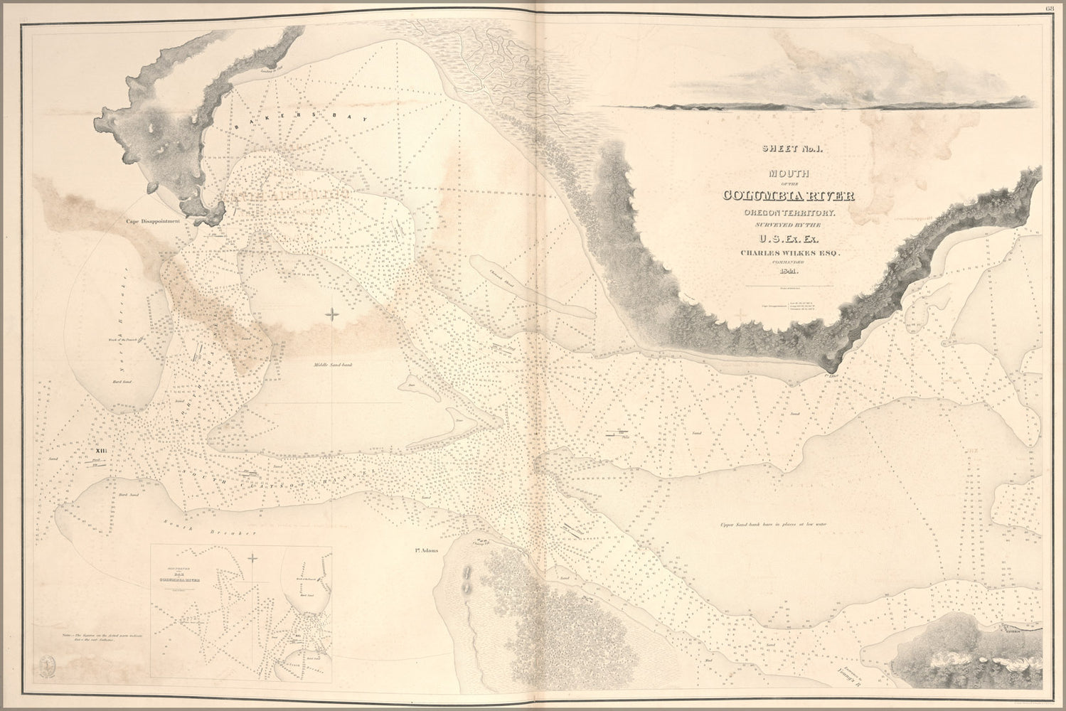 24"x36" Gallery Poster, map Mouth of Columbia River Oregon Territory 1841