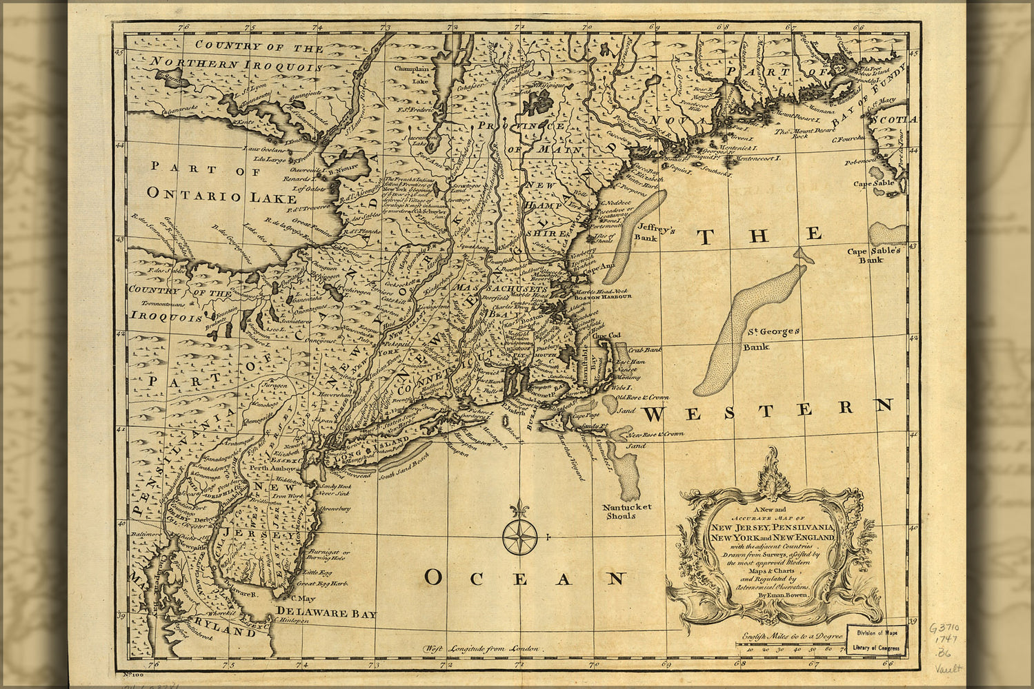 24"x36" Gallery Poster, map New Jersey Pennsylvania New York 1747