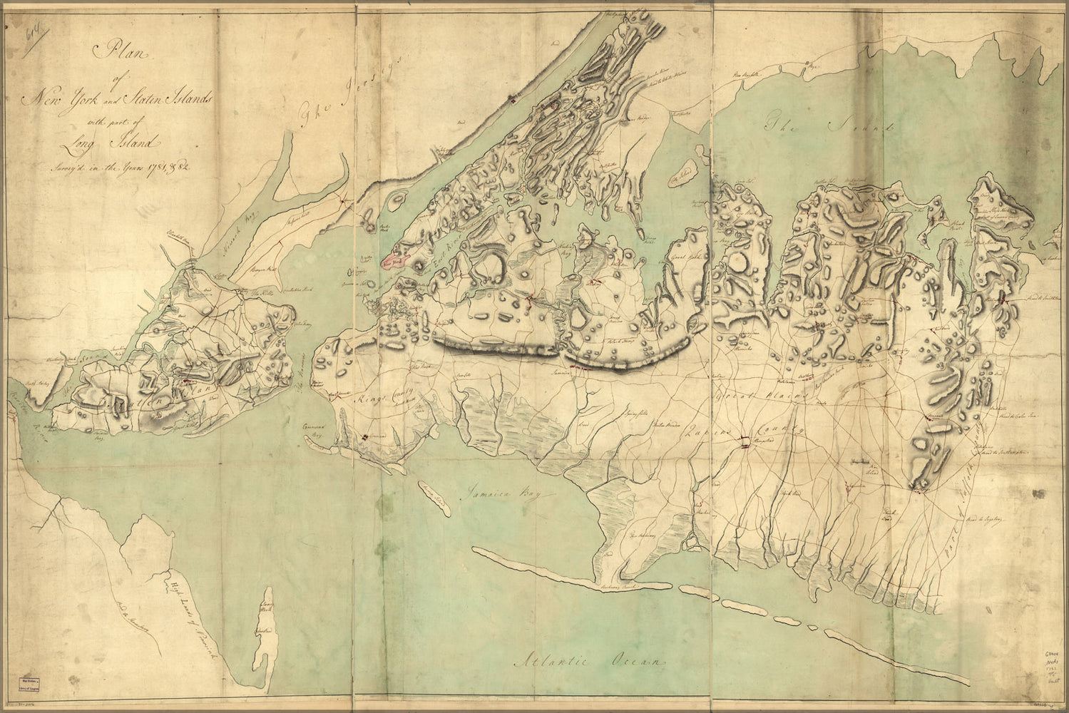 24"x36" Gallery Poster, map New York city Staten Island Long Island 1781