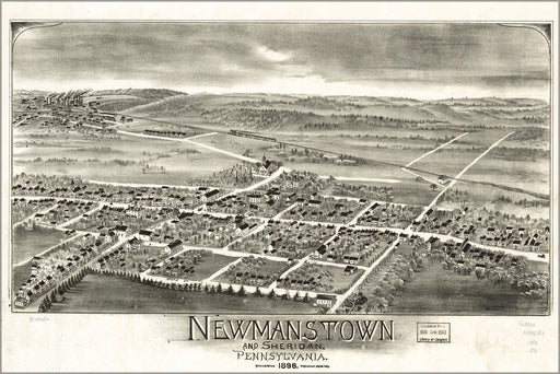 24"x36" Gallery Poster, map Newmanstown & Sheridan Pennsylvania 1898