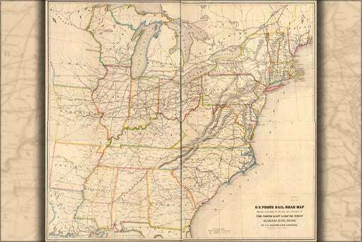 24"x36" Gallery Poster, map Northeast & Southwest Alabama RailRoad, 1854