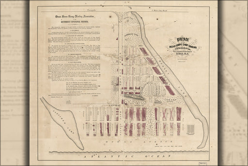 24"x36" Gallery Poster, map Ocean Grove Camp Ground new jersey 1870