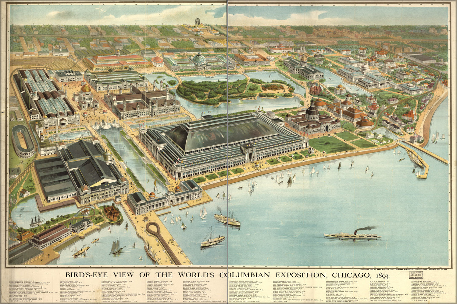 24"x36" Gallery Poster, map Worlds Columbian Exposition fair Chicago 1893